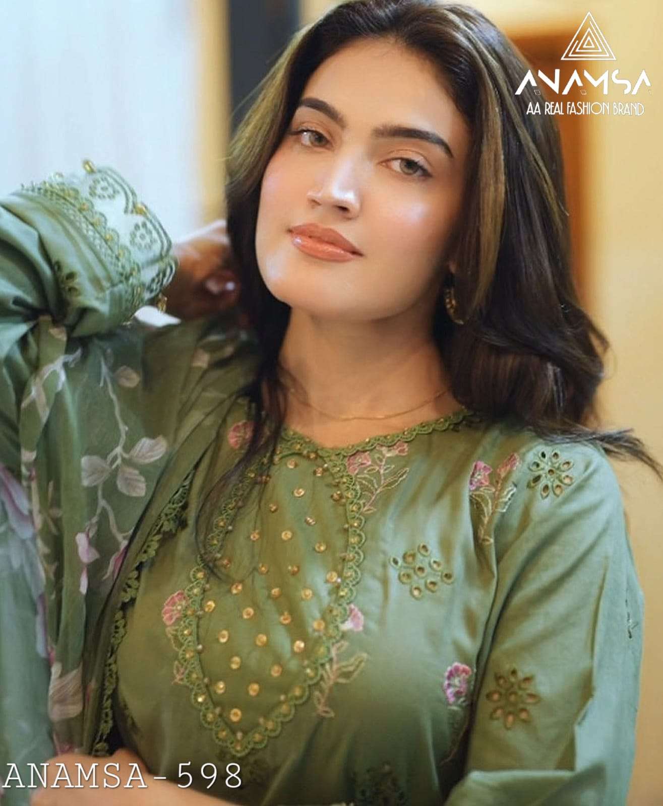 D No -598 Semi Stitched By Anamsa